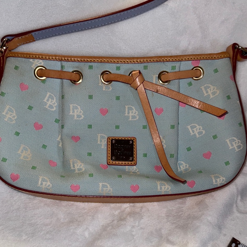 Dooney & Bourke Mint Pastel Heart Mini Shoulder Bag with Pom Pom Charm - Picture 16 of 16